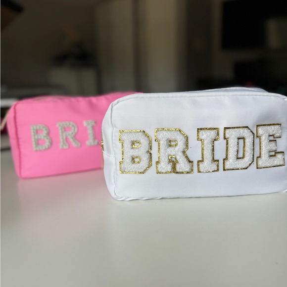 Bride Makeup Bags, Bride Gift, Gift for Bride, Letter Patches - Picture 5 of 11